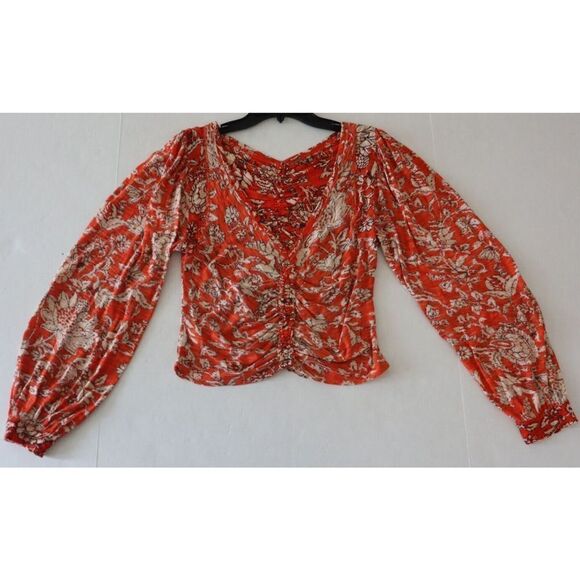 Free People OB1406076 Women Sz M Blood Orange Combo Say The Word Cropped Top $78 - Picture 5 of 8